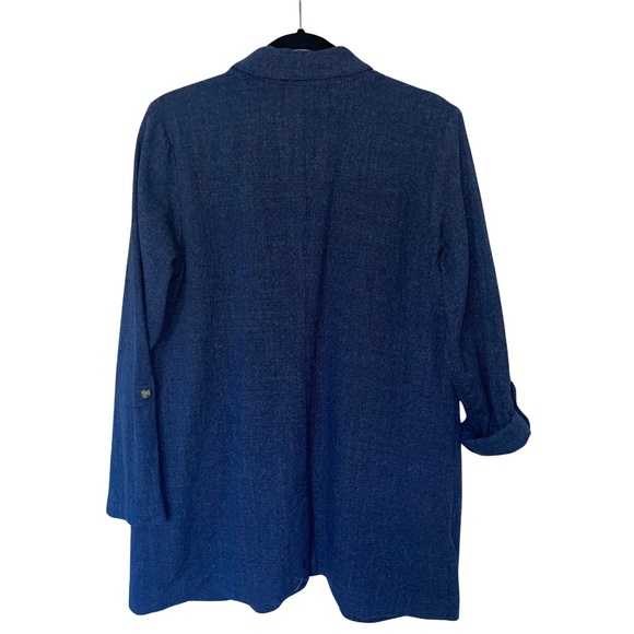 J. Jill Open Front Long Drape Blazer/Chambray Denim Like Business Casual Sz M - Picture 2 of 14